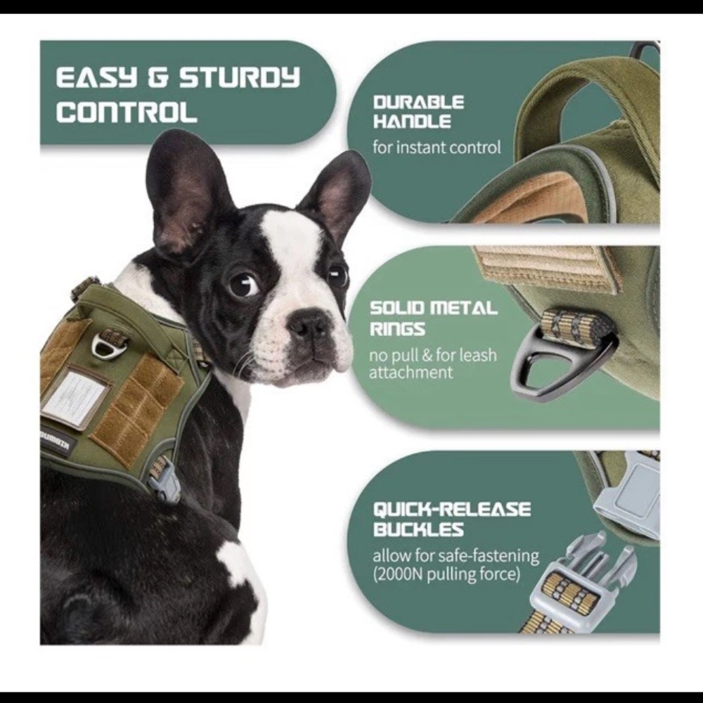 BUMBIN Dog Harness No Pull Reflective Adjustable Dog Vest Handle Green Small new
